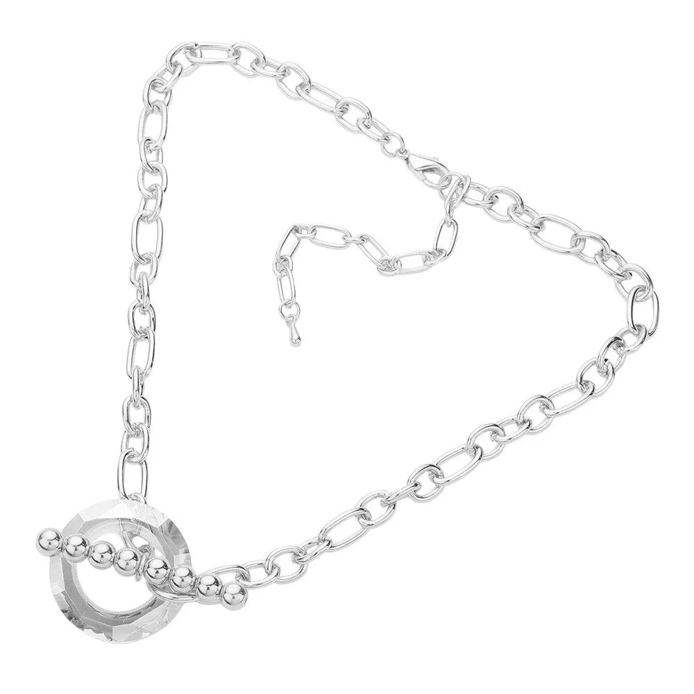 Lucite Open Circle Toggle Necklace