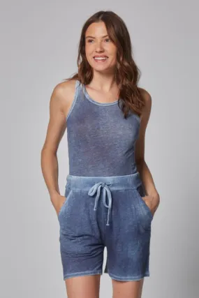 Majestic Stretch Linen Hand Dye Tank in Ocean