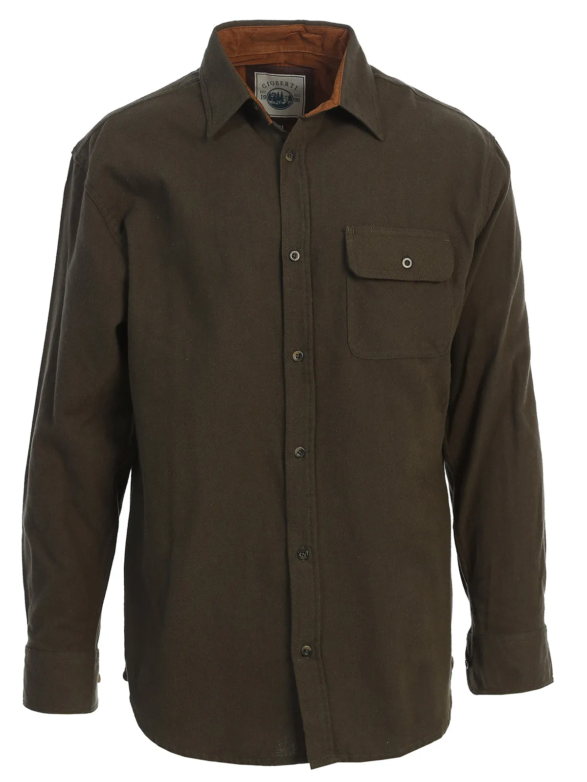 Men's Solid Flannel w/ Corduroy Contrast