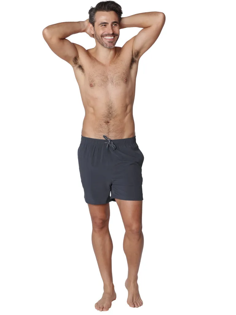 Men's stretch shorts with full inside boxer lining in solid colors