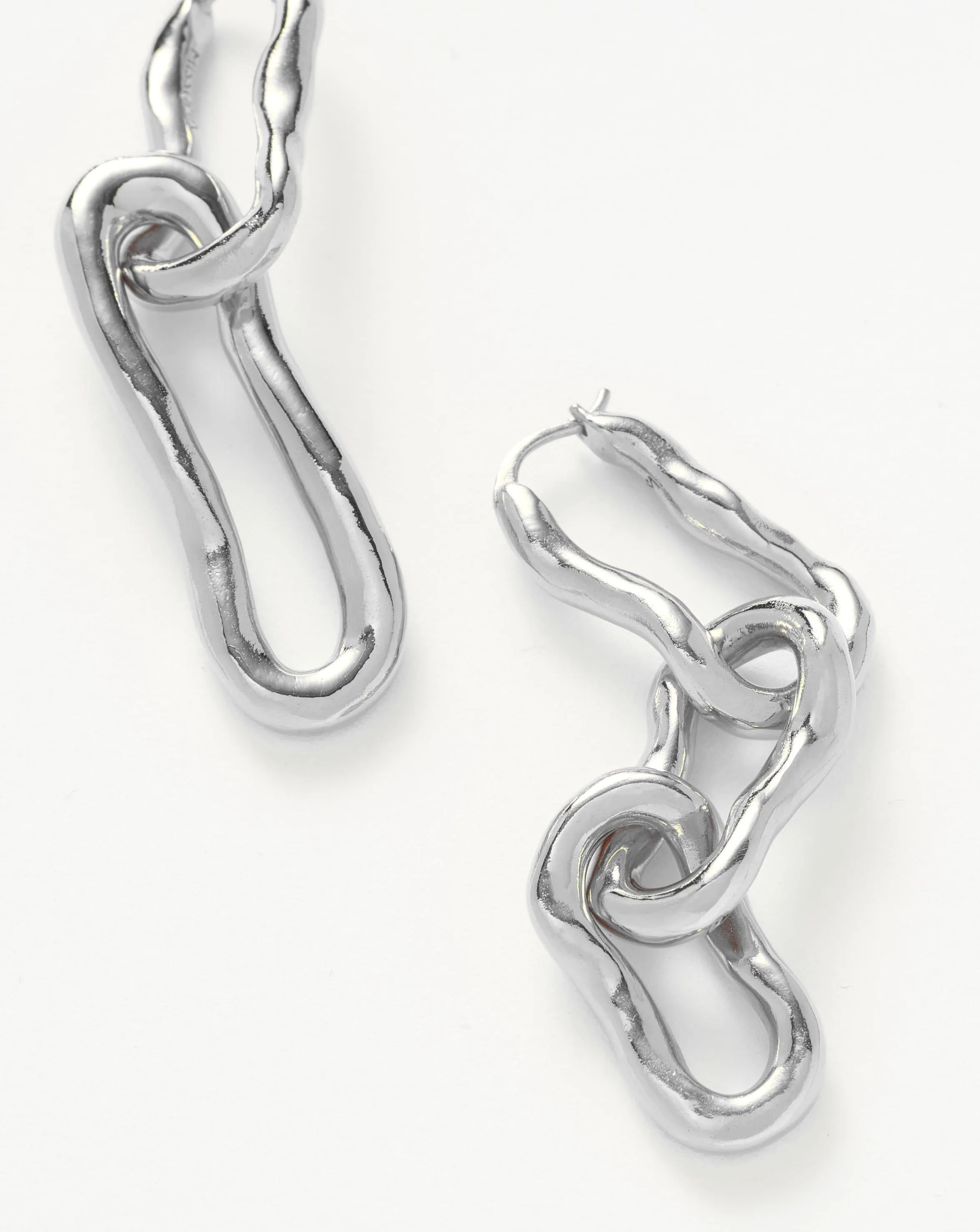 Molten Ovate Mismatch Hoop Earrings