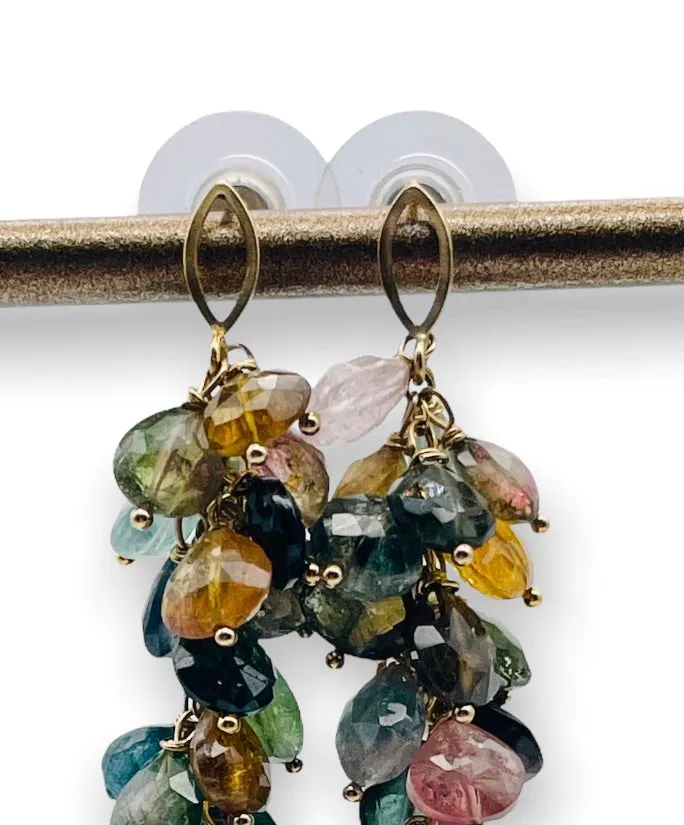 Multi Tourmaline Cluster Drop earrings