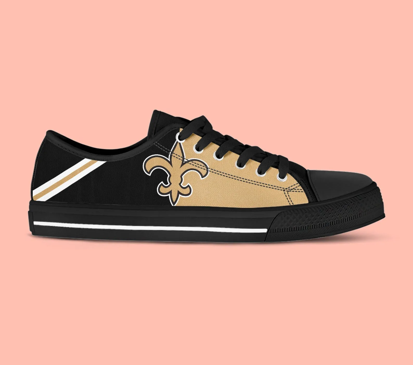 New Orleans Saints Custom Lowtop, Football Custom Shoes, Sport Lowtop, Canvas Shoes, Canvas Lowtop, Unisex Shoes, Gift Birthday