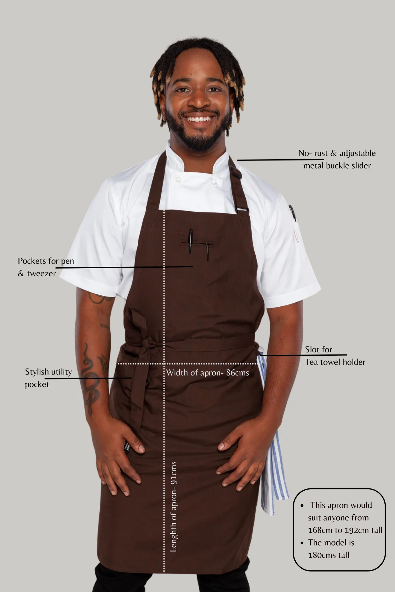 Niche Chocolate brown bib Chef Apron one size