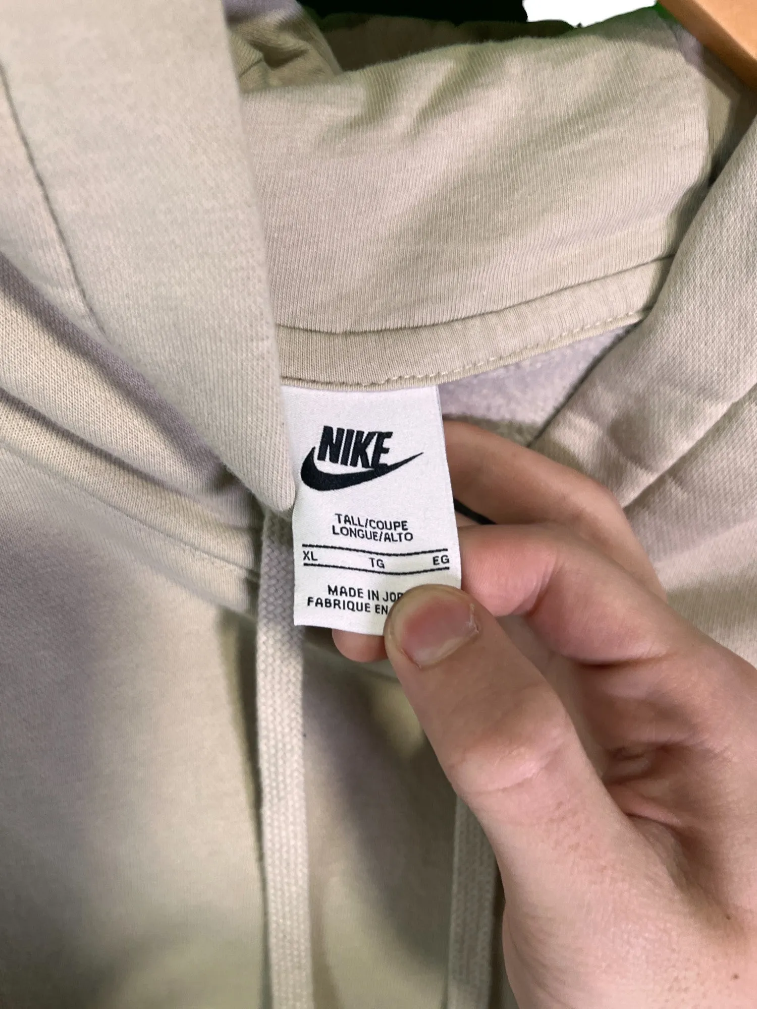 Nike Classic Swoosh Futura Logo Beige Hoodie Size XL