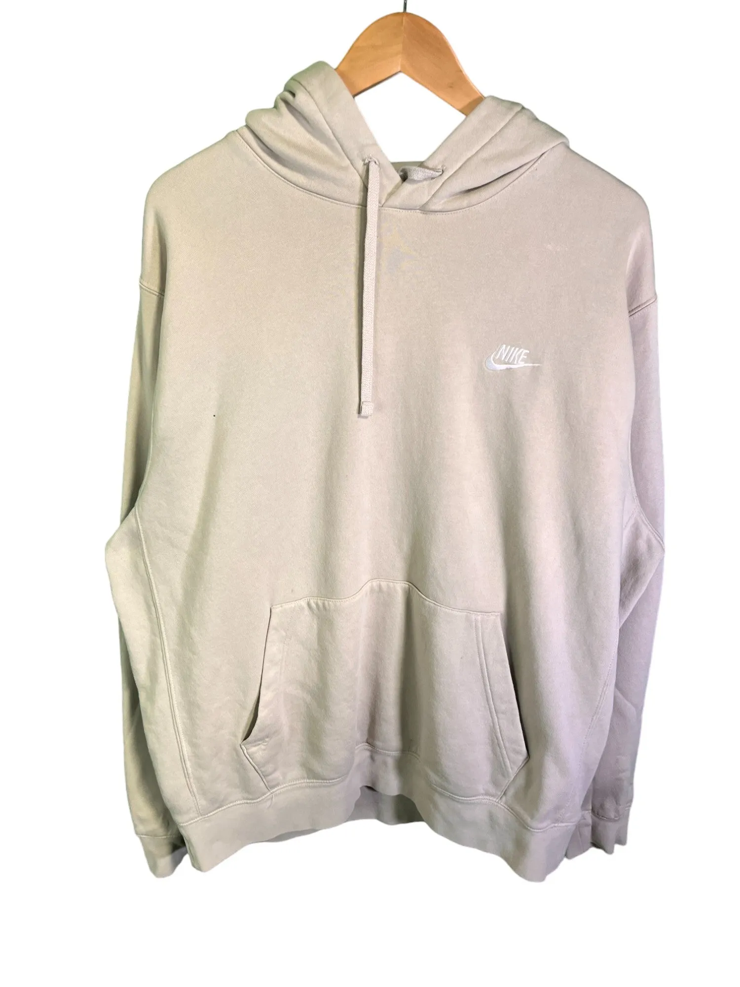 Nike Classic Swoosh Futura Logo Beige Hoodie Size XL