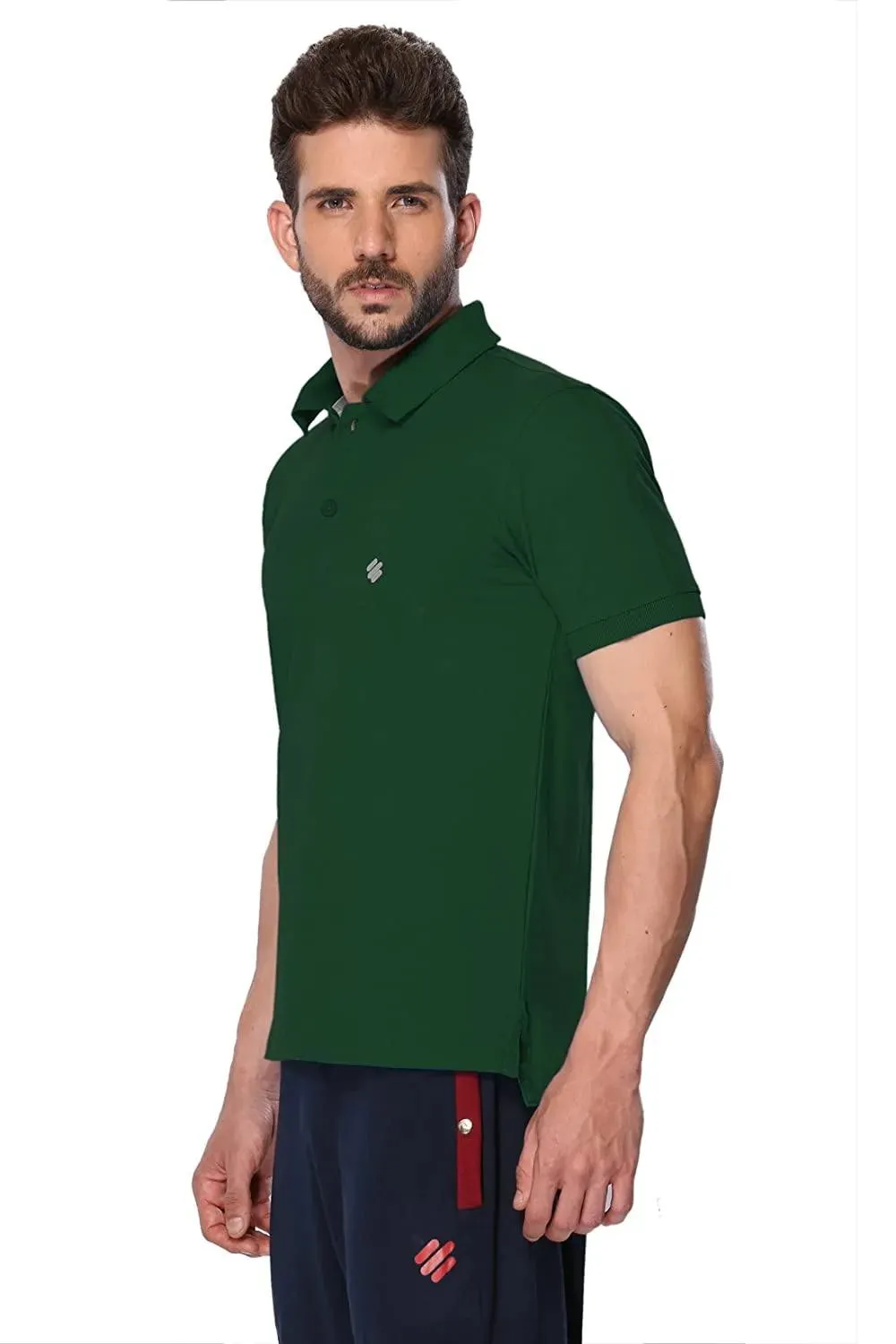 ONN Men's Cotton Polo T-Shirt (Pack of 2) in Solid Bottle Green-Red colours