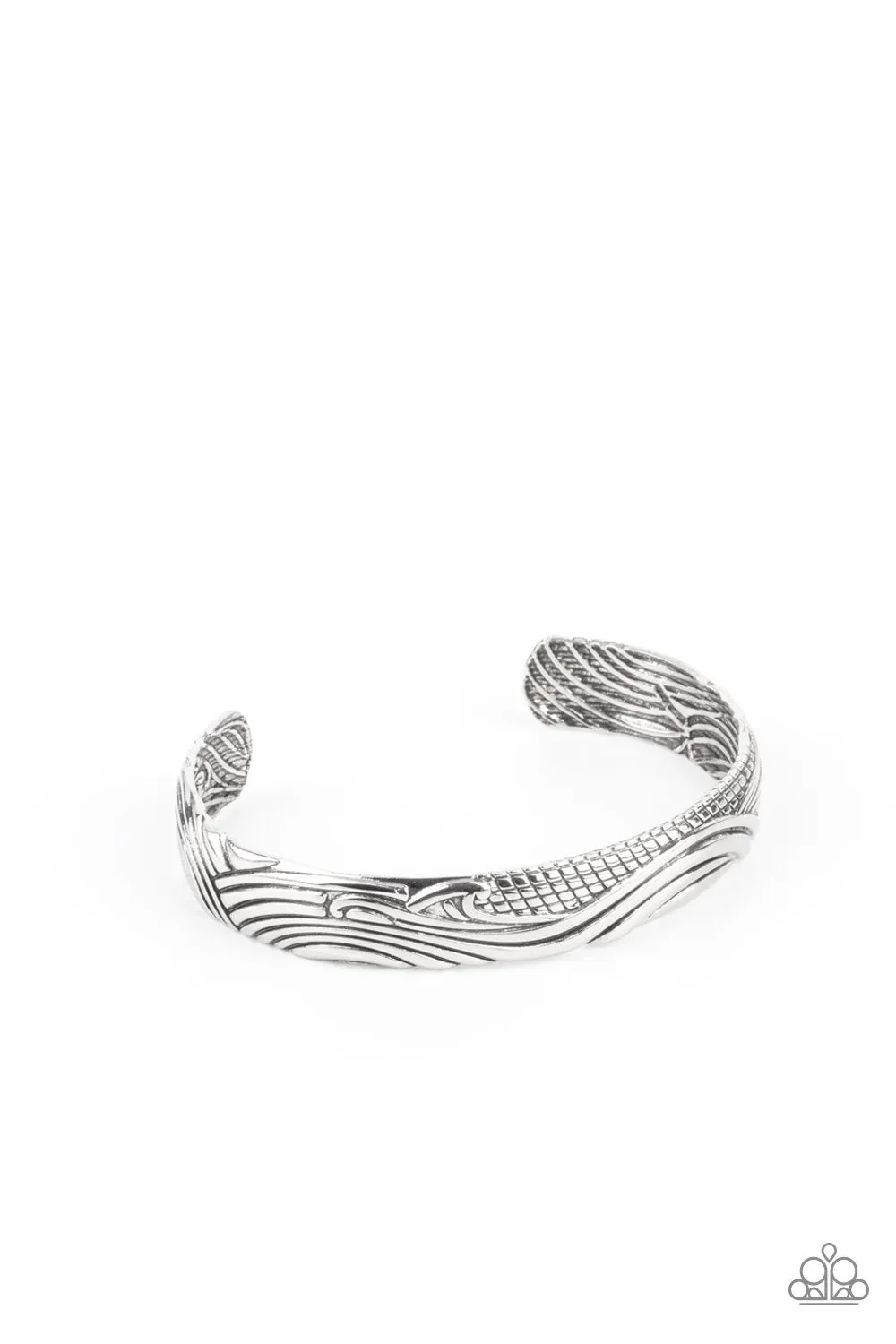 Paparazzi Tidal Trek - Silver Men's Cuff Bracelet - 2021 Convention Collection