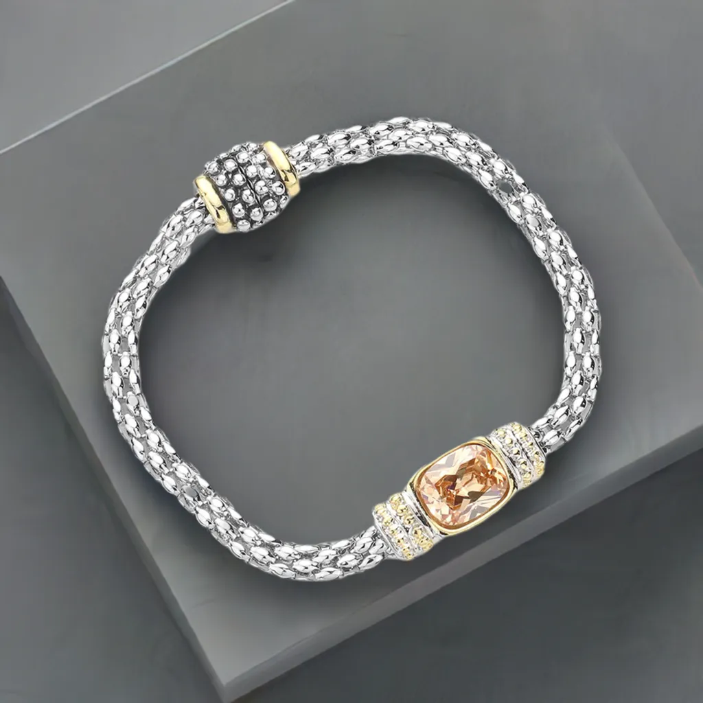 Peach CZ Classic Chain Bracelet- M H W ACCESSORIES