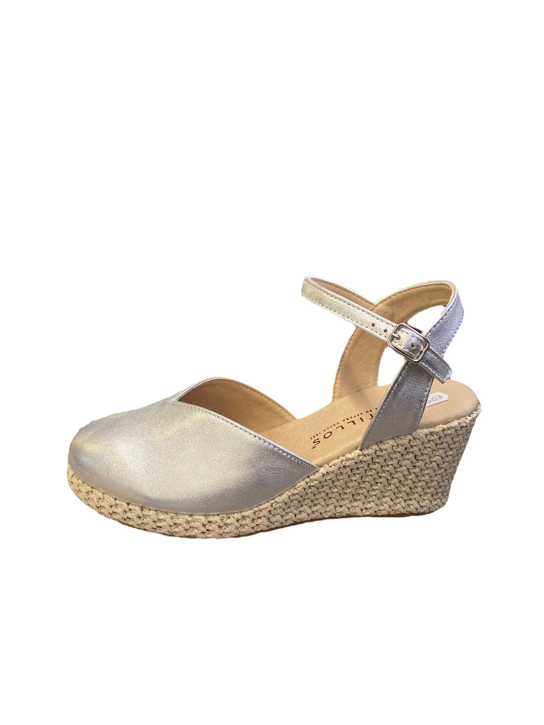 Pitillos Leather Espadrille Silver