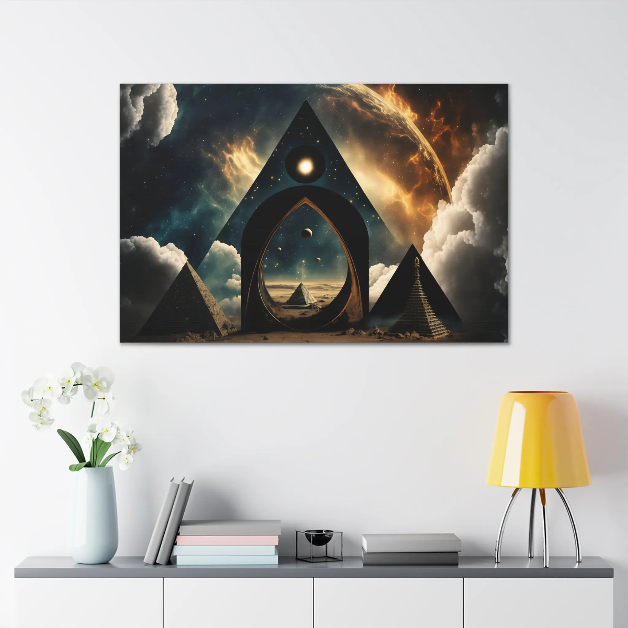 Pyramid Portal Star Gate Wall Art Canvas Spiritual Decor