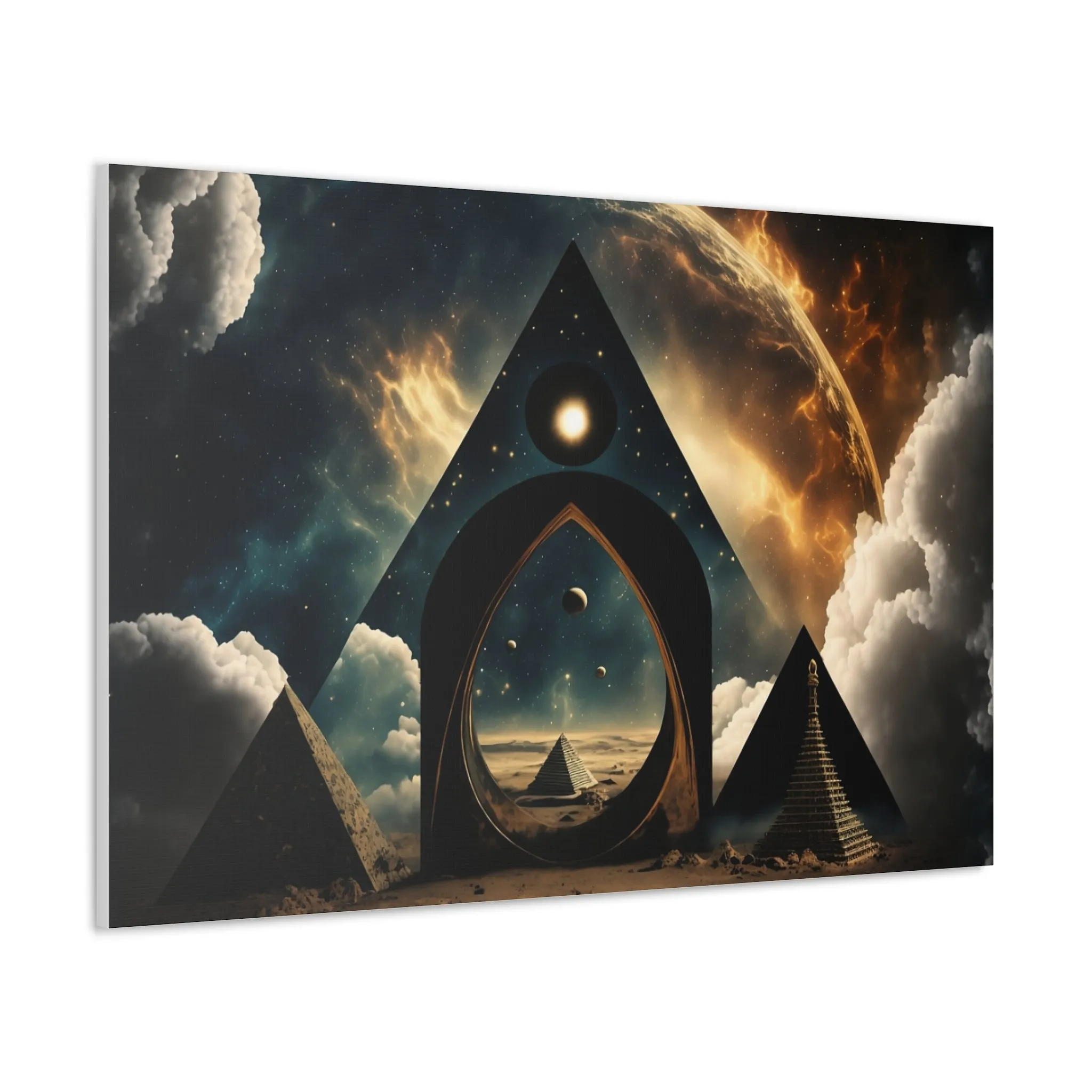 Pyramid Portal Star Gate Wall Art Canvas Spiritual Decor