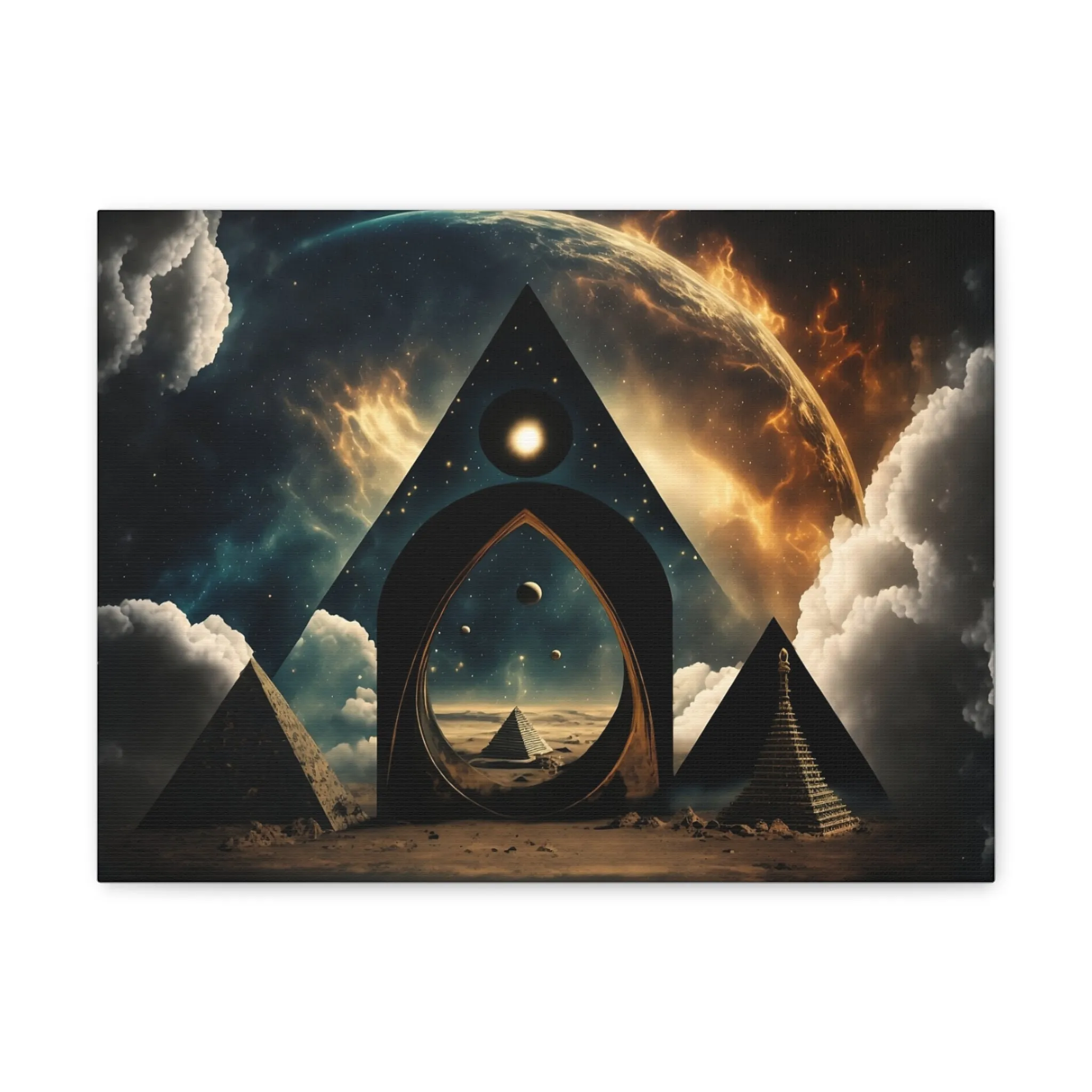 Pyramid Portal Star Gate Wall Art Canvas Spiritual Decor