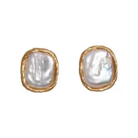 Regal Baroque Square Pearl Studs