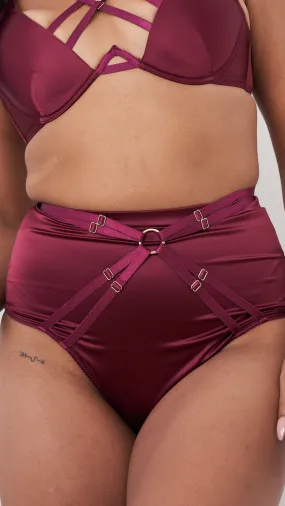 Rosie Bottom - Strappy Satin High Waist Bottom Magenta