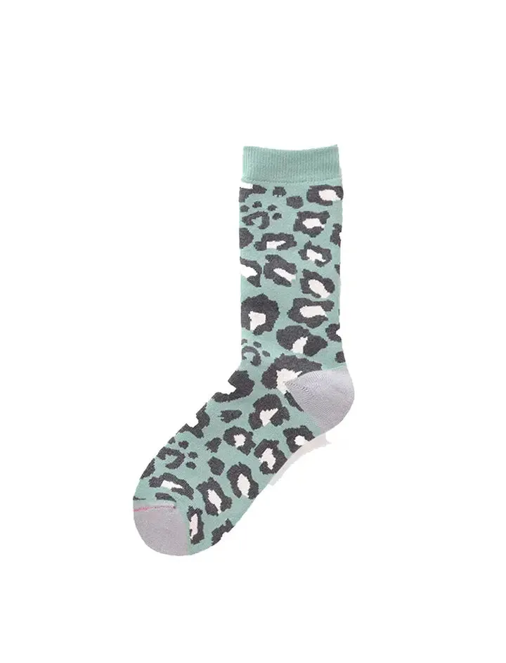 RoToTo Pile Leopard Crew Socks Mint Green