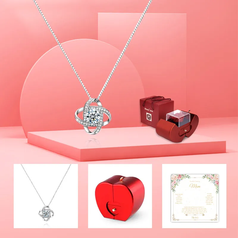 Siciry To Loving Mom-Knot Necklace-Red Apple Box