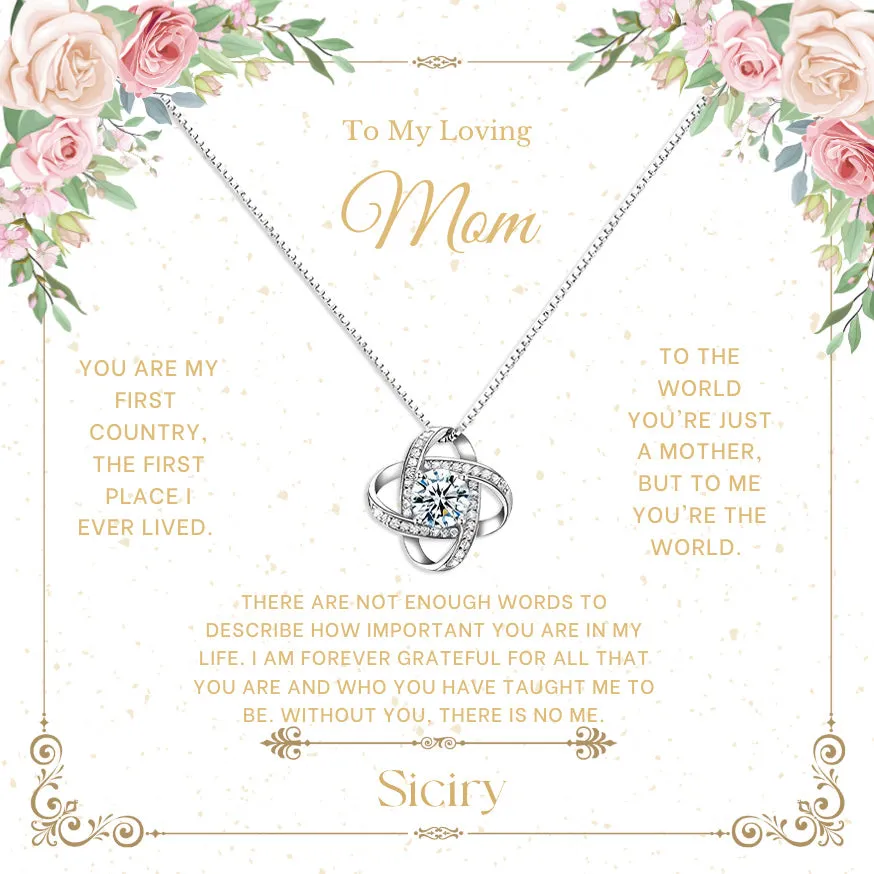 Siciry To Loving Mom-Knot Necklace-Red Apple Box