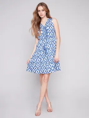 Sleeveless Cotton Ruffle Dress - Ikat