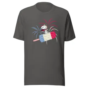 Snoopy Popsicle and Fireworks Adult T-Shirt