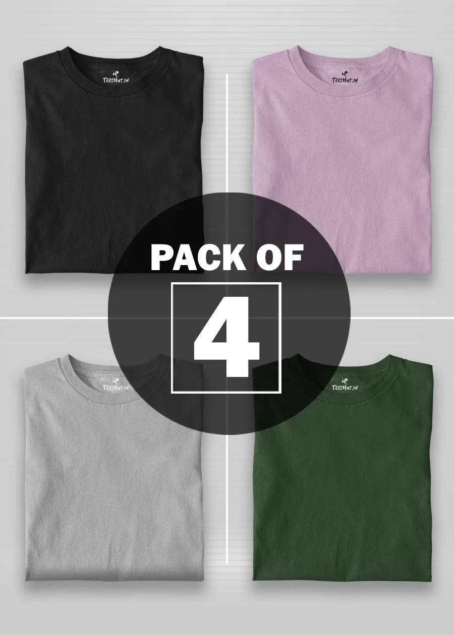 Solid Half Sleeve T-Shirt Men Combo - Pack of 4