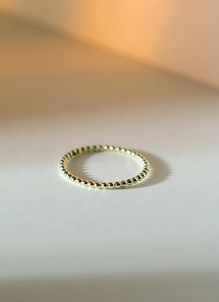 Sphere stacking ring thin and thick 14k gold