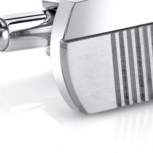 Stainless Steel Cufflinks Brushed Polish Finish