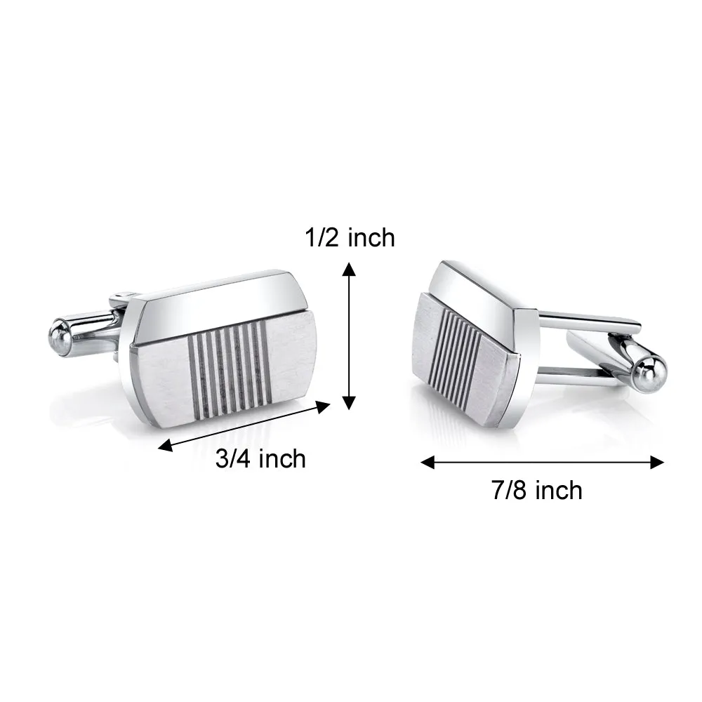 Stainless Steel Cufflinks Brushed Polish Finish