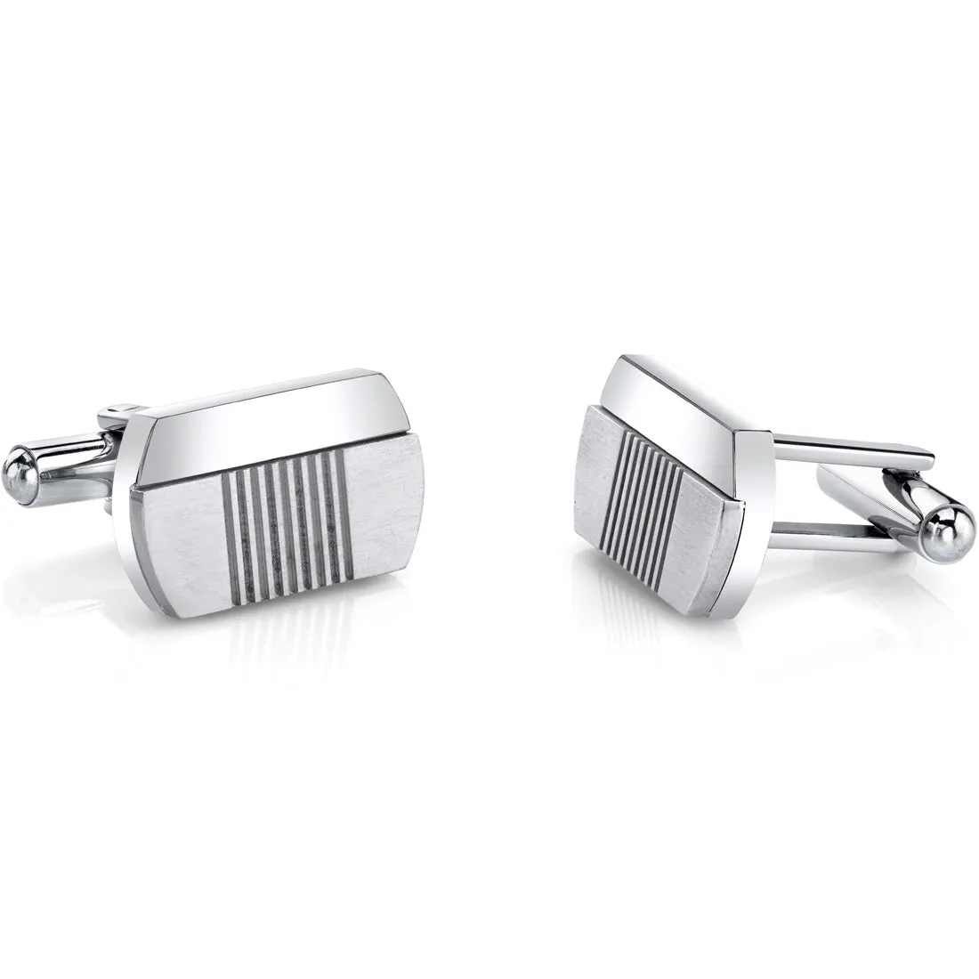 Stainless Steel Cufflinks Brushed Polish Finish