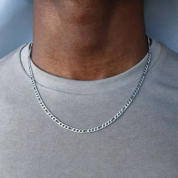 Stainless Steel Figaro Chain Men's Necklaces - 6mm width | 61cm length