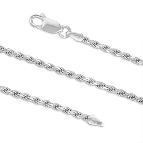 Sterling Silver 2.8mm Diamond-Cut Rope Chain Necklace Solid Italian Nickel-Free, 16-30 Inch