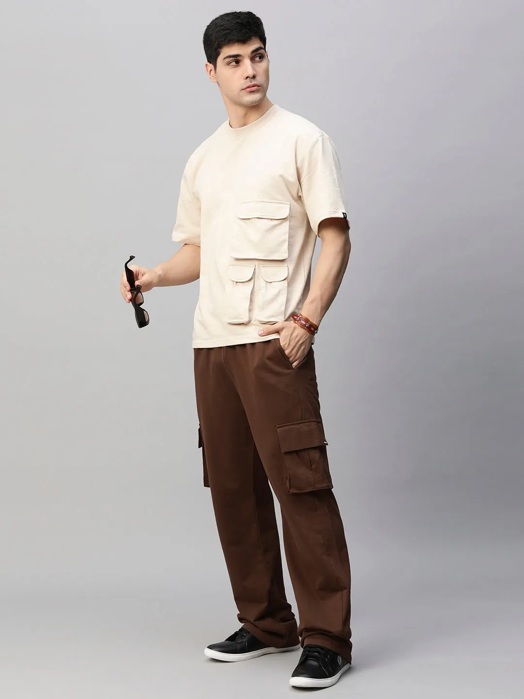 Streetwear Cargo Co-ord Set - Beige & Cocoa