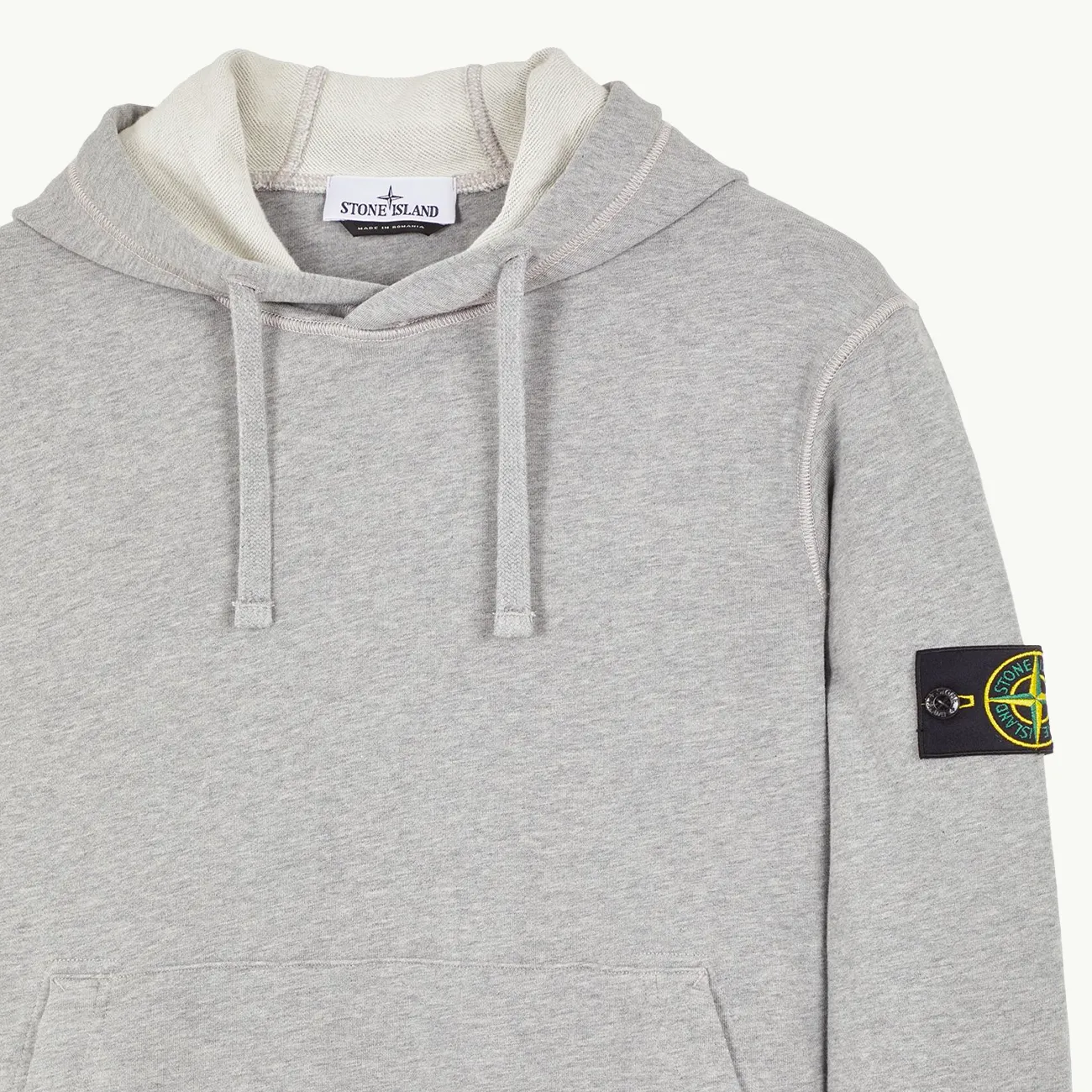 Sweatshirt Patch Hooded Terry - Melange Grey 6479