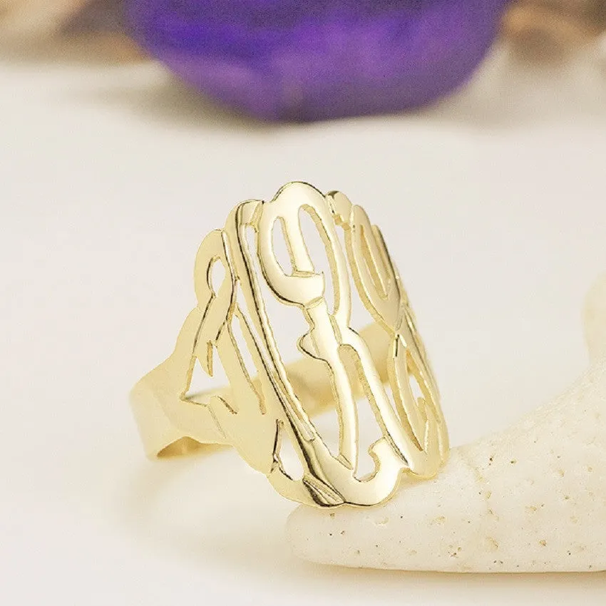 Tall Cutout Monogram Ring