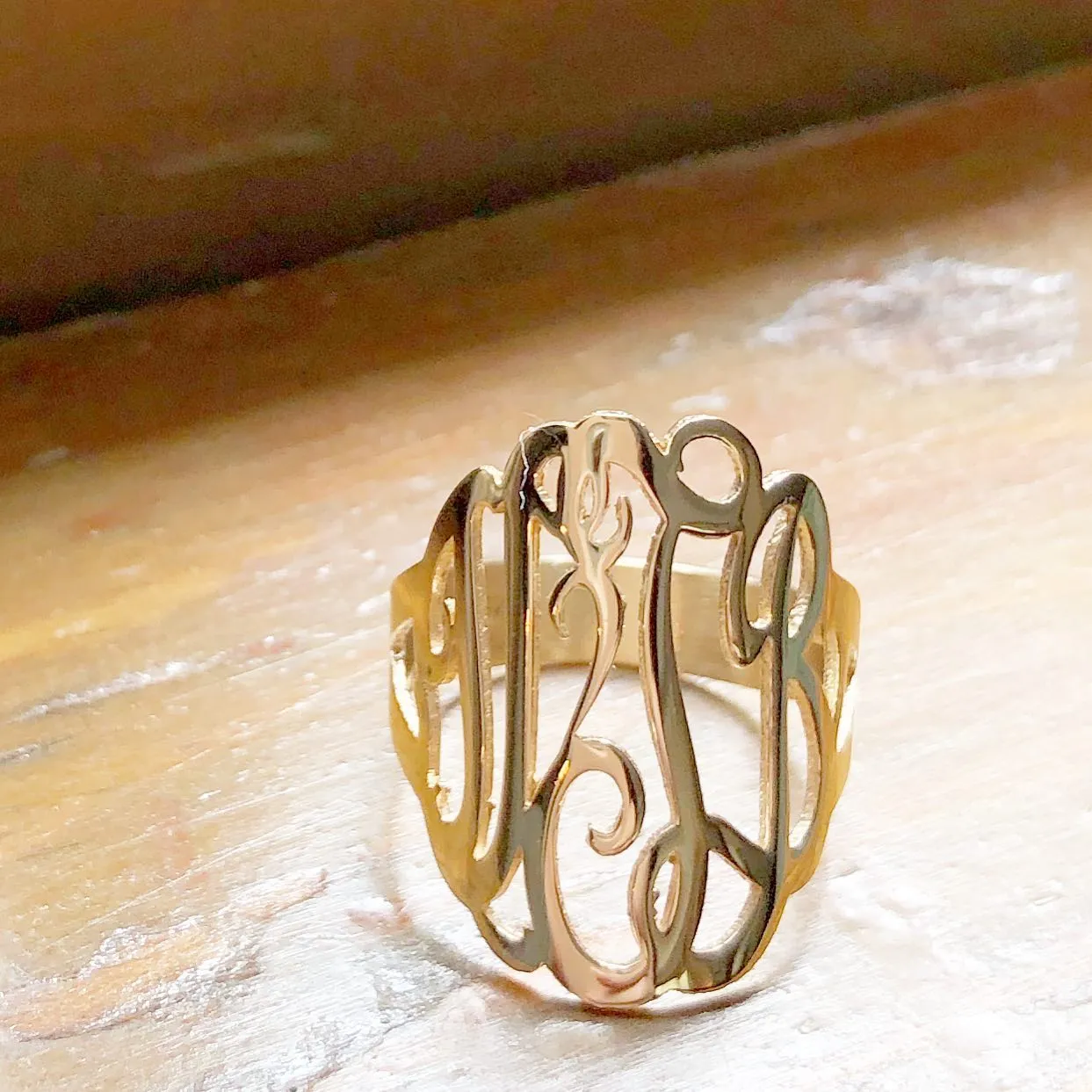 Tall Cutout Monogram Ring