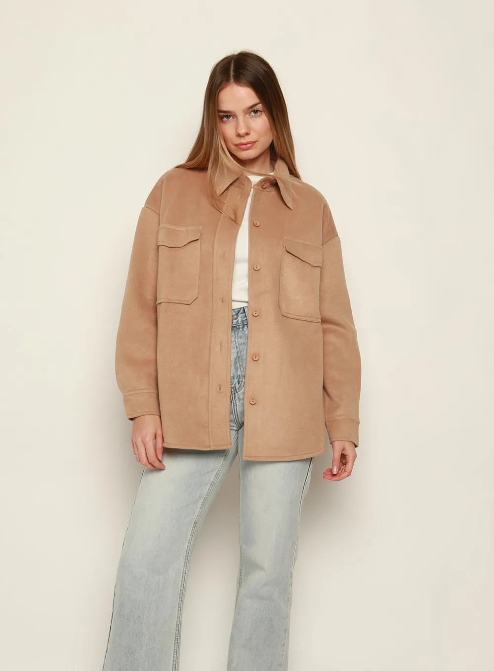 Tess Oversize Long Sleeve Jacket-CAMEL