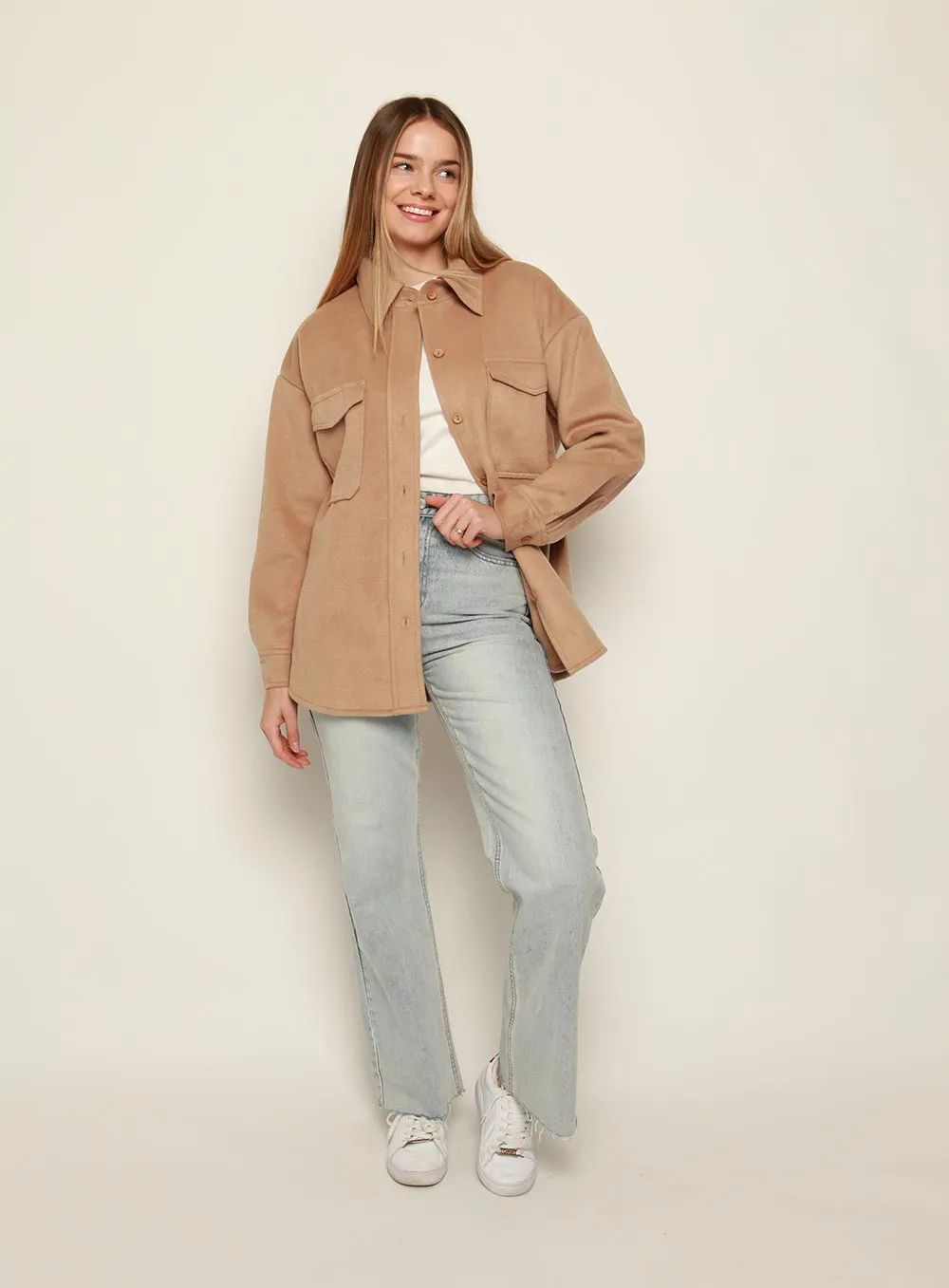 Tess Oversize Long Sleeve Jacket-CAMEL