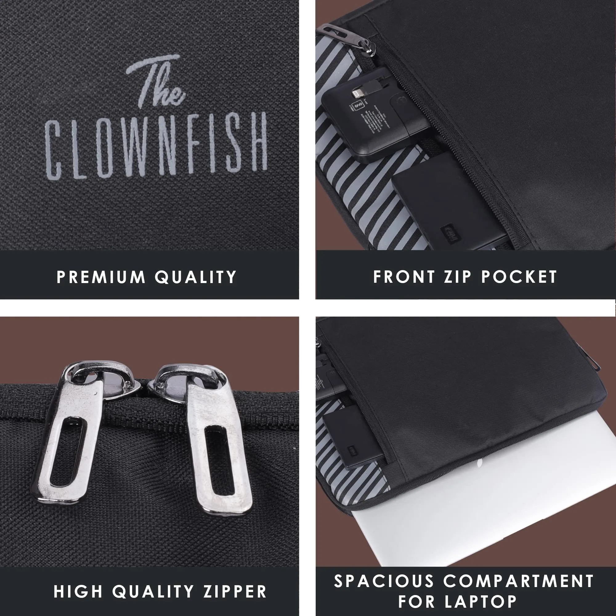 THE CLOWNFISH Algo Polyester Unisex 15.6 Inch Laptop Bag Tablet Case (Black)