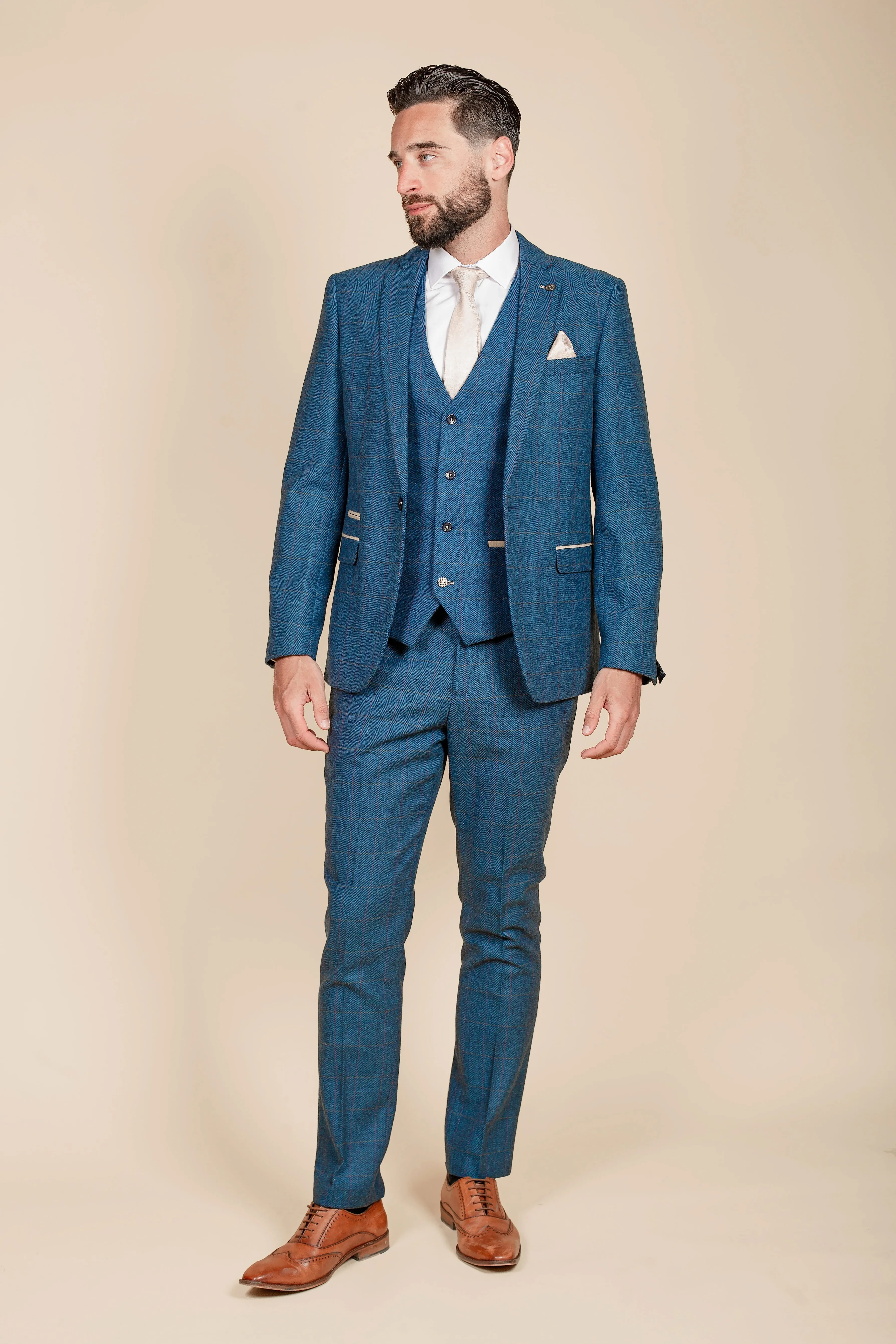 The Everton Collection | Séamus Coleman In DION Blue Tweed Check Suit