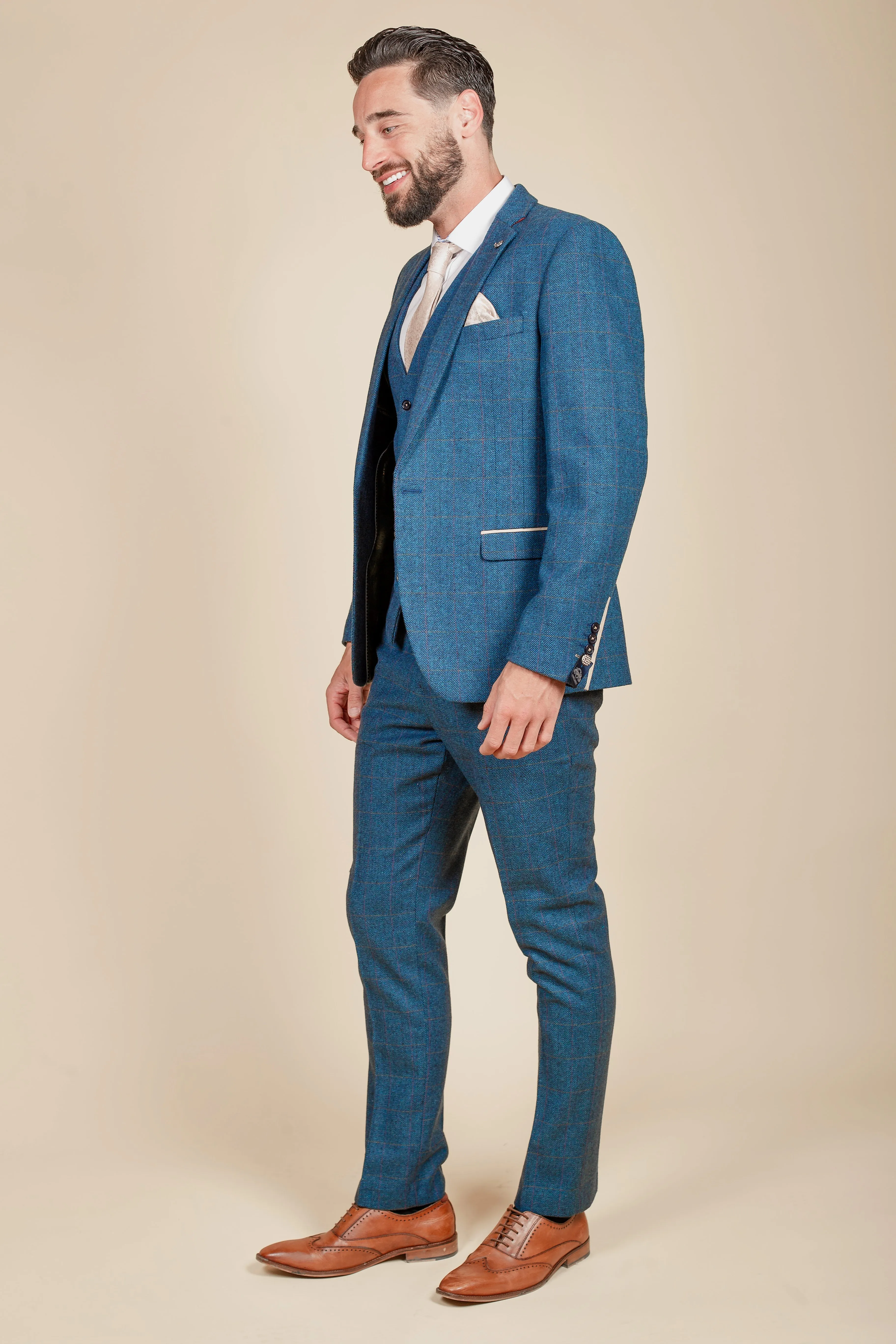 The Everton Collection | Séamus Coleman In DION Blue Tweed Check Suit