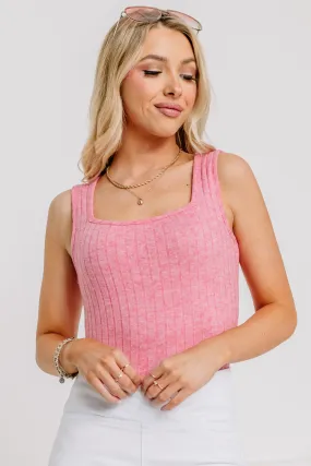 Time Out Square Neck Tank Top | Pink