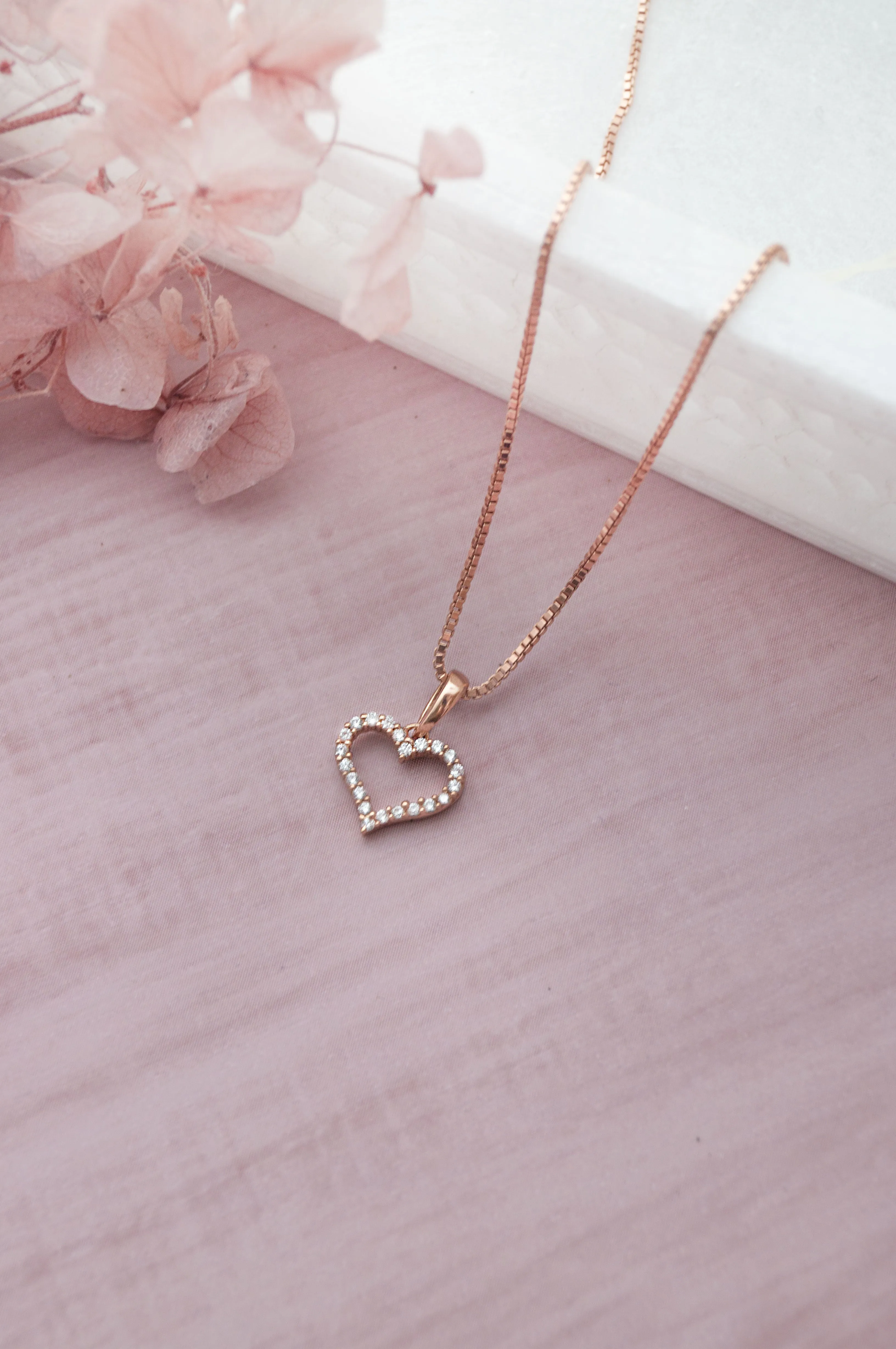 Tiny Heart Rose Gold Plated Sterling Silver Pendant