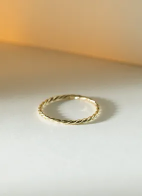 Torsion stacking ring thin and thick 14k gold