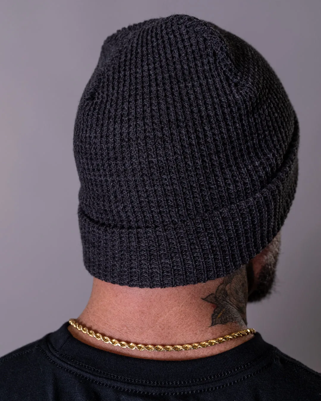 TYC Waffle Knit Cuffed Beanie - Grey