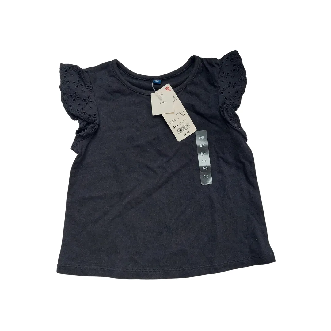 Uniqlo Black Lace Trim Top (3 - 4 years) | Brand New |