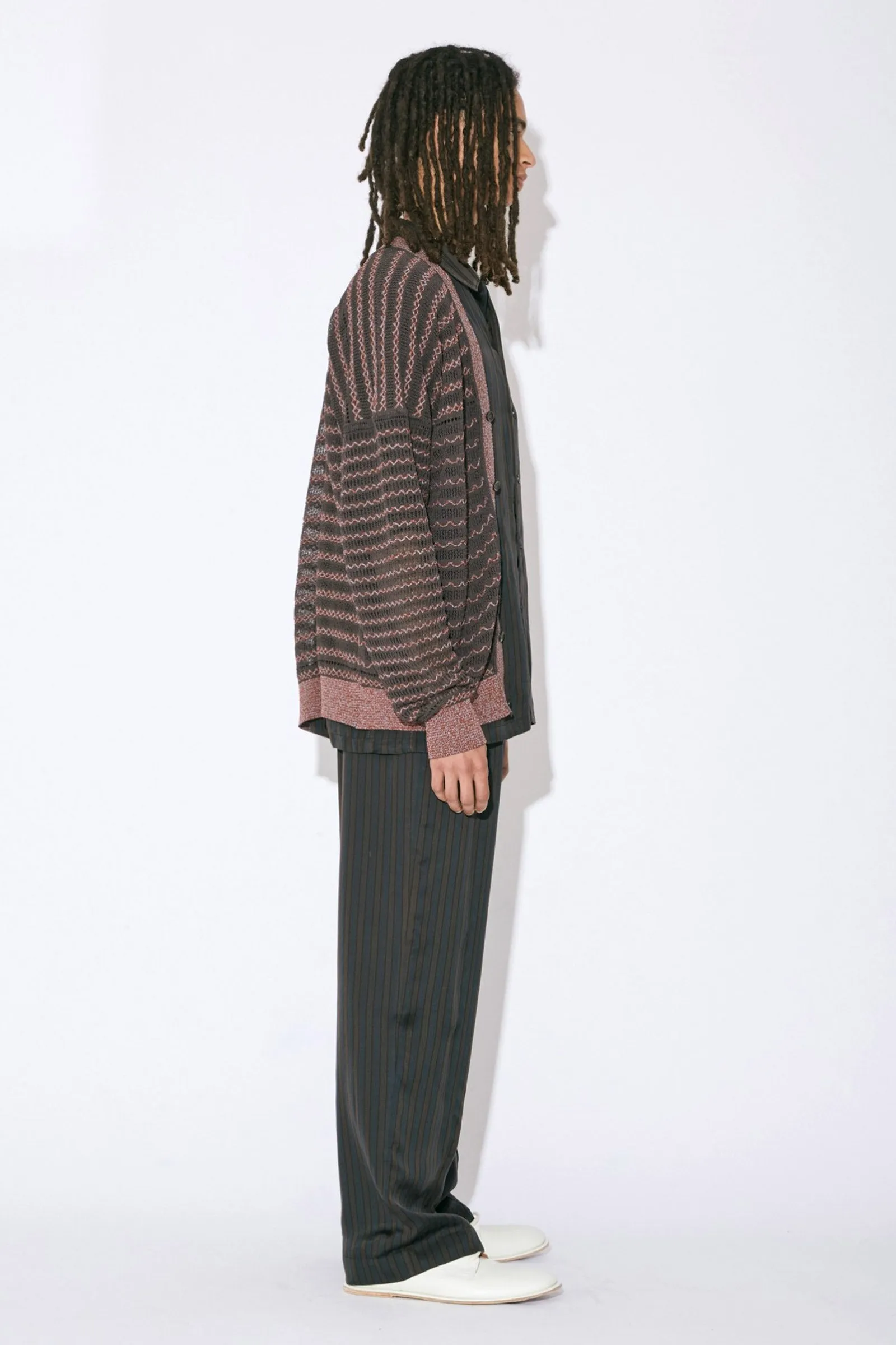 UNISEX - Striped Cotton Knitted Cardigan