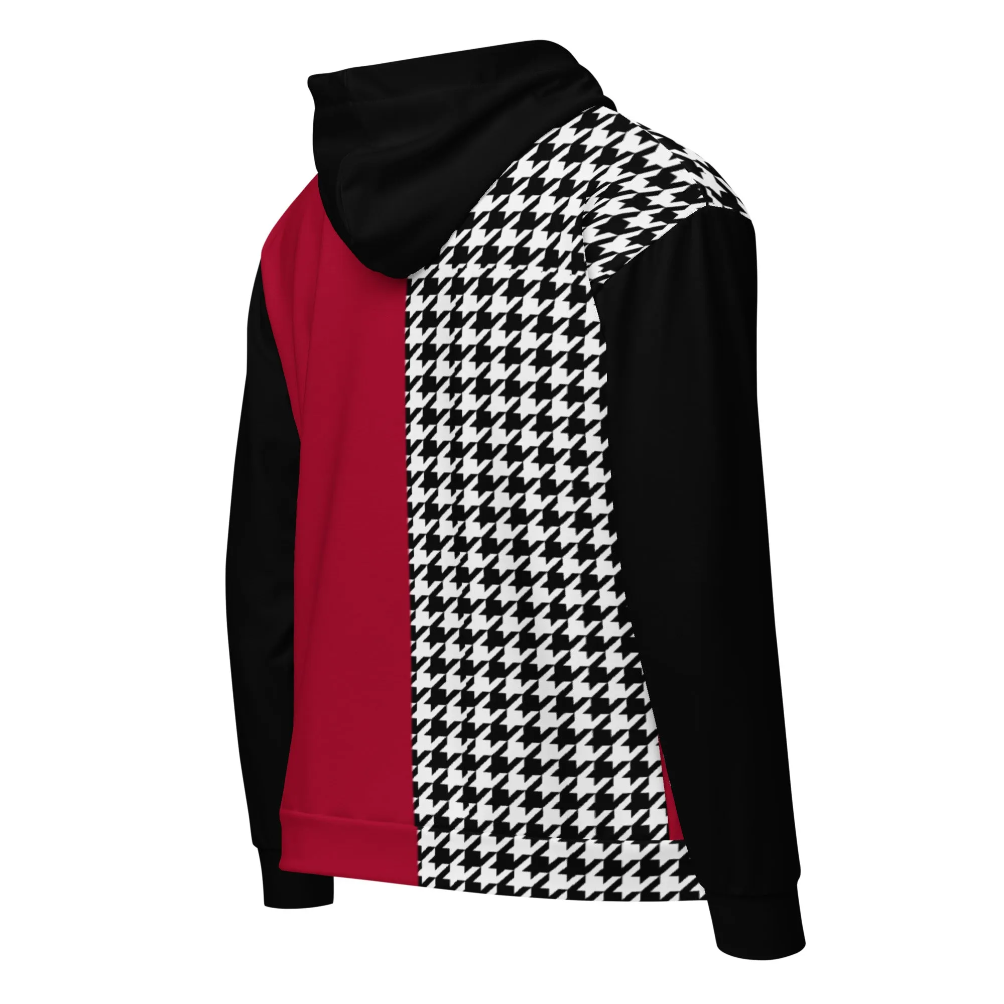 Unisex zip hoodie Red and Houndstooth