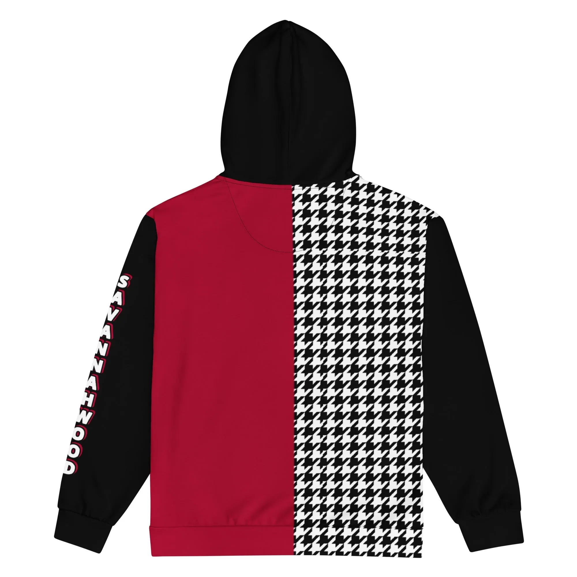 Unisex zip hoodie Red and Houndstooth