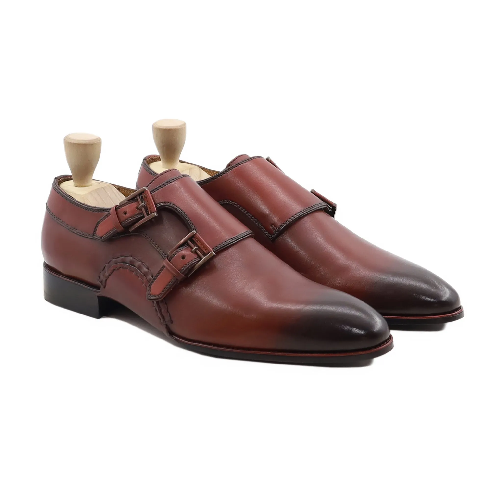 Uzice - Men's Oxblood Calf Leather Double Monkstrap