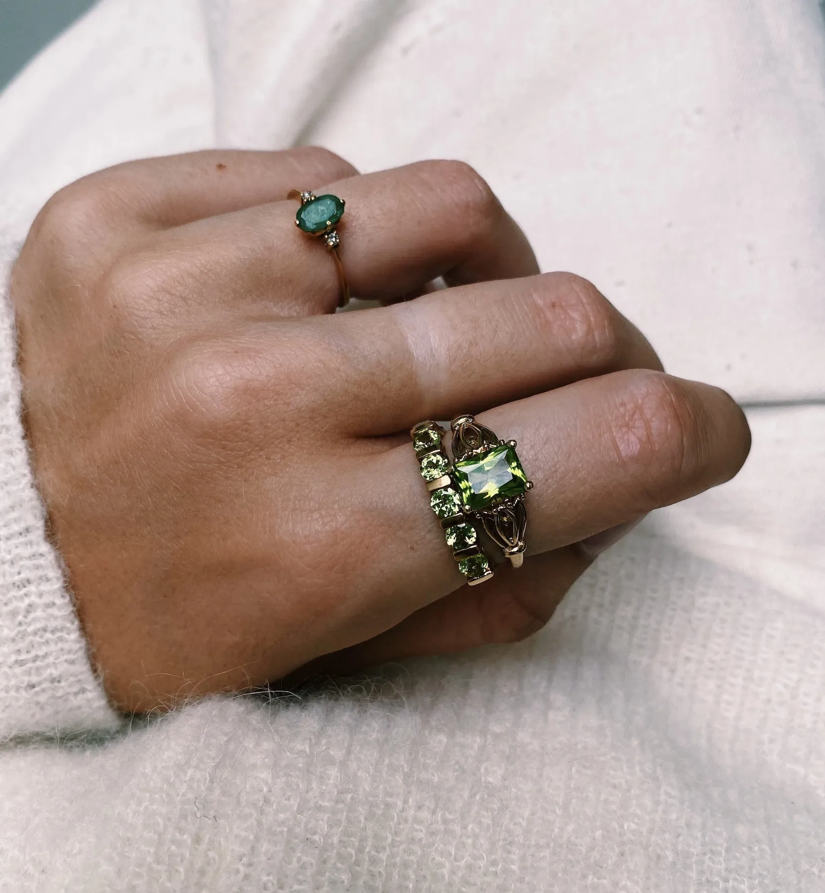 Vintage Gilded Peridot Radiance Ring